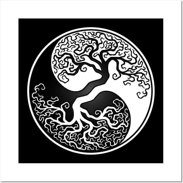 White and Black Tree of Life Yin Yang Wall Art by jeffbartels